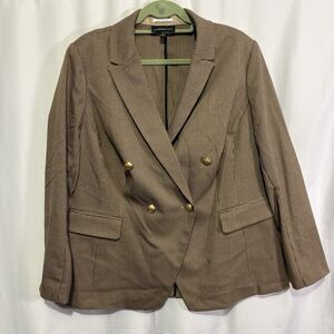 Lane Bryant Blazer 18 Brown Houndstooth Classic Heritage Old Money Academia